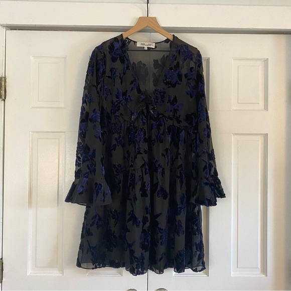 Diane Von Furstenberg Adelita velvet dress without slip - Picture 2 of 6